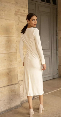 Rochie elegantă midi, cu decolteu în V și mâneci lungi [4]