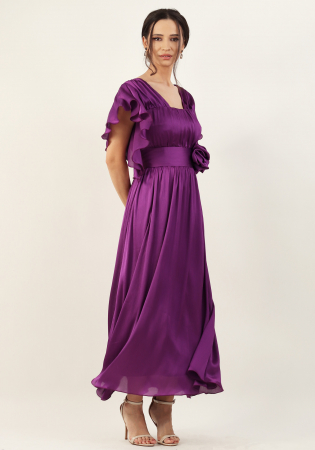 Rochii - Rochie eleganta midi cu maneci clopot, mov