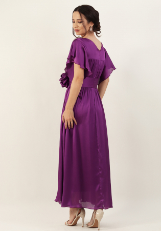 Rochie eleganta midi cu maneci clopot, mov [3]