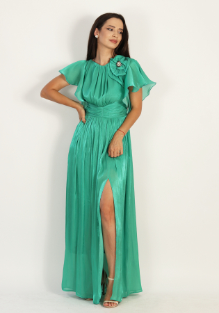 Rochii - Rochie lunga din organza turcoaz deschis