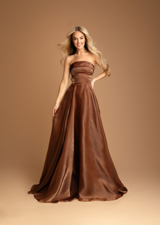 Femei - Rochie lunga eleganta maro