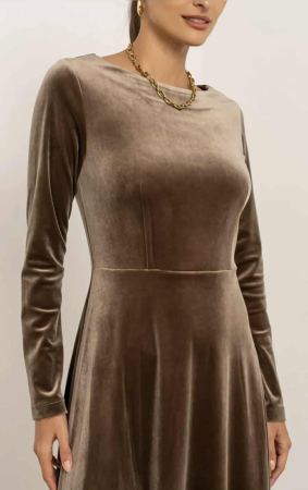 Rochie midi din catifea cu mâneci lungi [2]