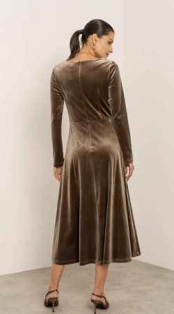 Rochie midi din catifea cu mâneci lungi [3]