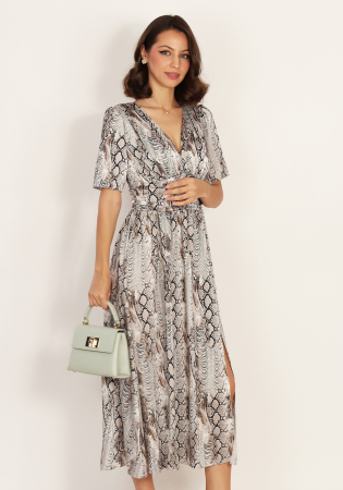 Rochie midi din satin Bej [1]