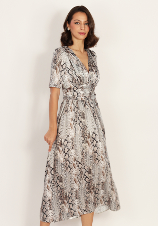 Rochie midi din satin Bej [2]