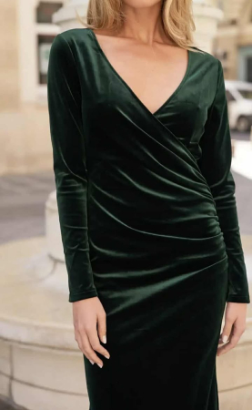 Rochie midi elegantă cu decolteu în V și mâneci lungi [2]