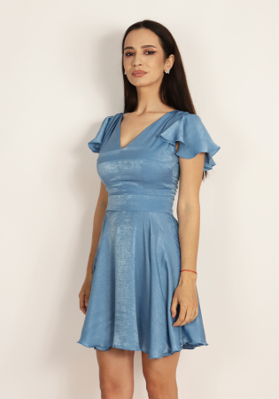 Rochie scurta din satin blue R1838 [2]