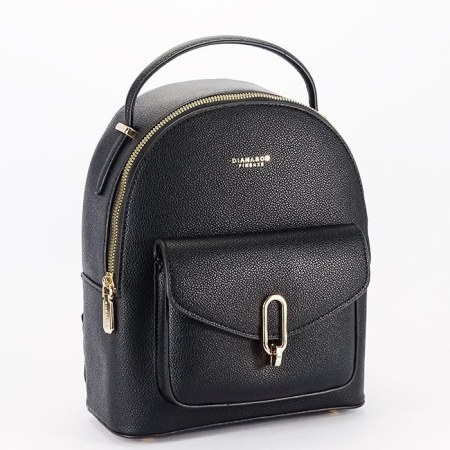 Genti - Rucsac negru de talie medie din piele ecologica