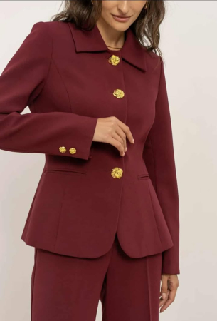 Sacou damă elegant, culoare bordo, cu nasturi decorativi aurii [2]