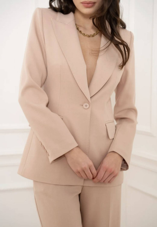 Sacouri - Sacou damă elegant roz, croială cambrată, închidere cu nasture