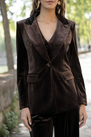 Sacouri - Sacou elegant din catifea maro