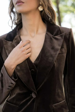 Sacou elegant din catifea maro [2]