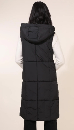 Vestă lungă matlasată cu glugă [1]