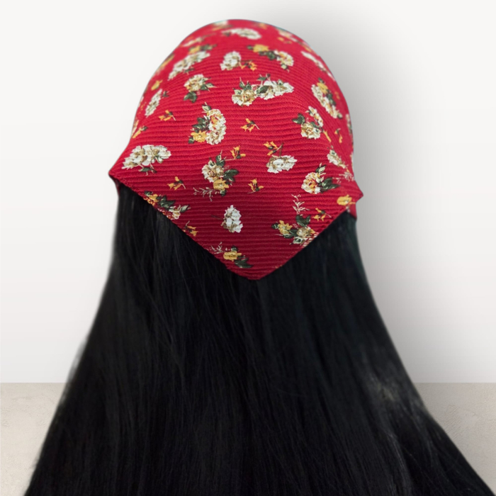 Baticut plisat elegant pentru biserica, material usor si confortabil, model feminin, Red Blossom Elegance [2]