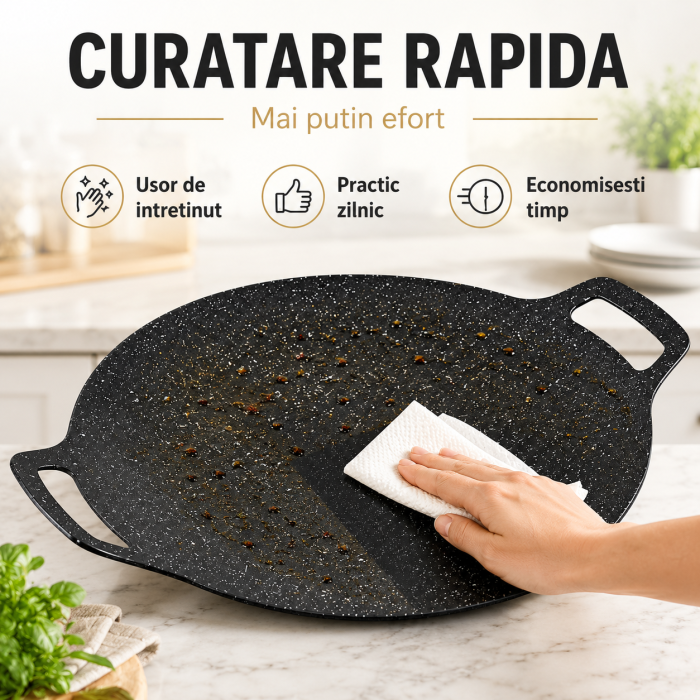 Plita Japoneza Rotunda Grill Antiaderenta, 36 cm, Negru [2]