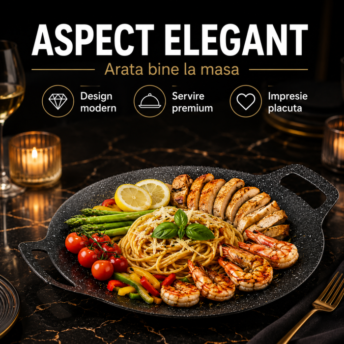 Plita Japoneza Rotunda Grill Antiaderenta, 36 cm, Negru [3]