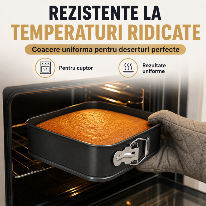 Set 3 forme tort antiaderente, inima, rotunda si patrata, cu baza detasabila, culoare negru [4]