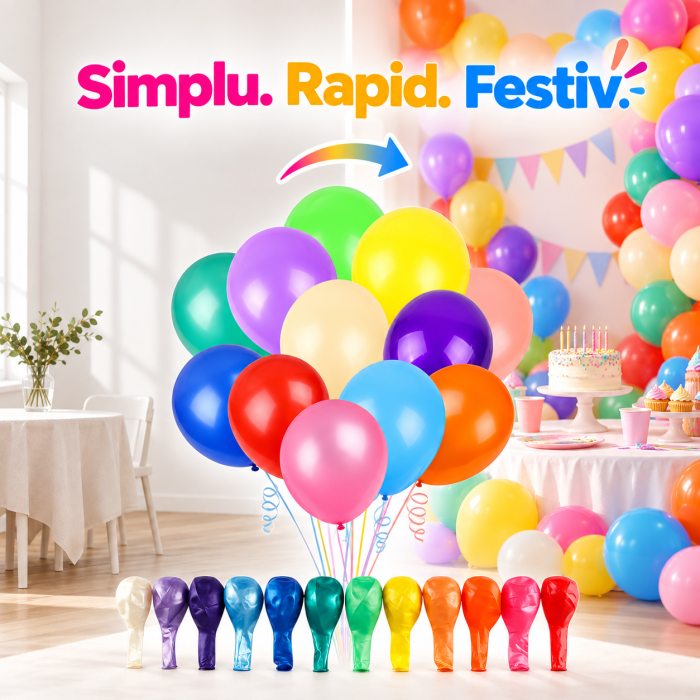 Set 100 baloane latex multicolore pentru petreceri, aniversări și decorarea evenimentelor. [4]