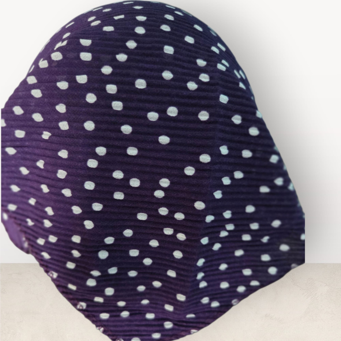Baticut plisat elegant pentru biserica, material usor si confortabil, model feminin, Royal Plum Dots [4]