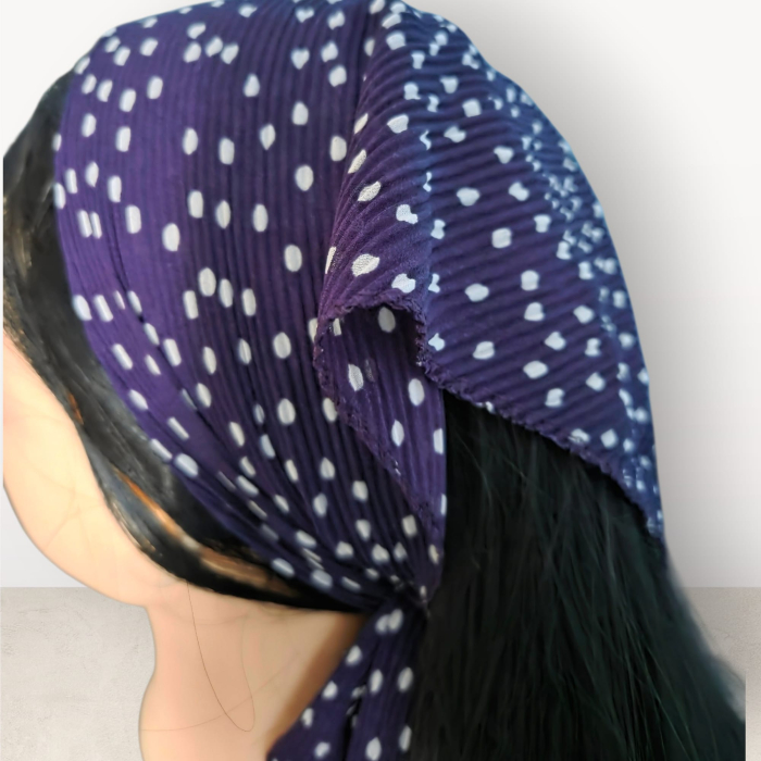 Baticut plisat elegant pentru biserica, material usor si confortabil, model feminin, Royal Plum Dots [3]