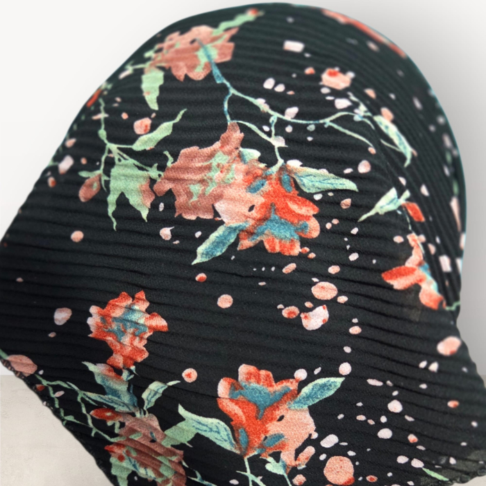 Baticut plisat elegant pentru biserica, material usor si confortabil, model feminin, Midnight Floral Elegance [2]