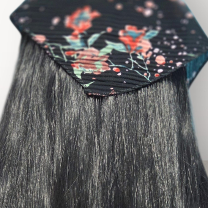 Baticut plisat elegant pentru biserica, material usor si confortabil, model feminin, Midnight Floral Elegance [3]