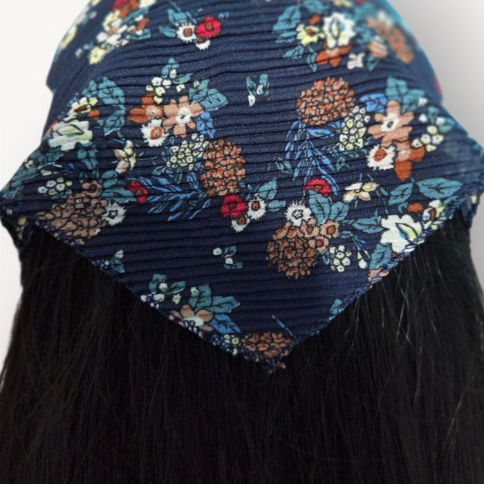 Baticut plisat elegant pentru biserica, material usor si confortabil, model feminin, Navy Blossom [3]