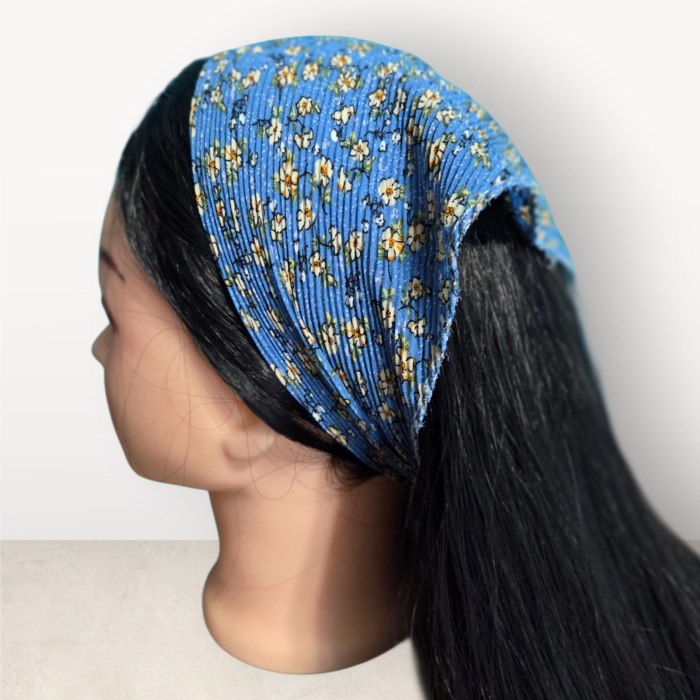 Baticut plisat elegant pentru biserica, material usor si confortabil, model feminin, Blue Meadow Elegance [2]