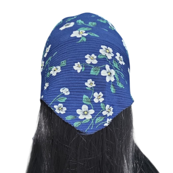 Baticut plisat elegant pentru biserica, material usor si confortabil, model feminin, Navy Petals [2]