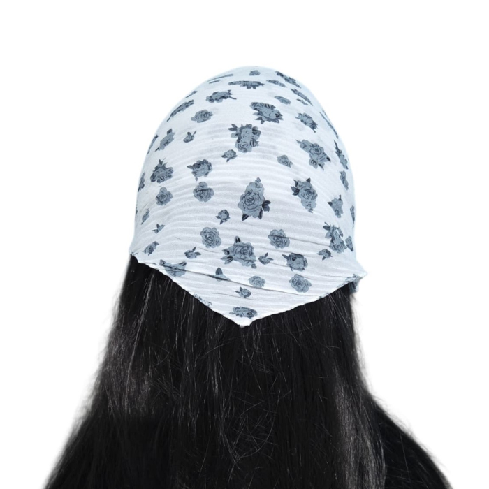 Baticut plisat elegant pentru biserica, material usor si confortabil, model feminin, Monochrome Roses [2]