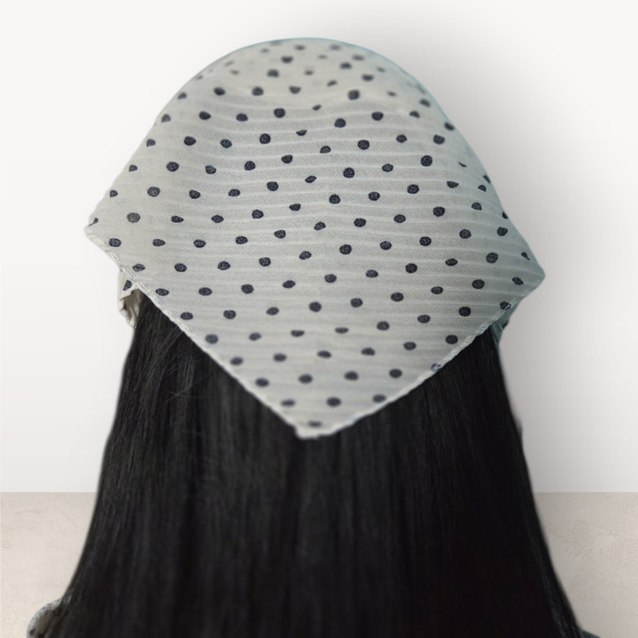 Baticut plisat elegant pentru biserica, material usor si confortabil, model feminin, Ivory Dots [2]