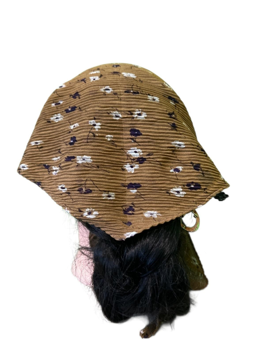 Baticut plisat pentru femei, mustar cu imprimeu floral marunt, accesoriu de cap feminin, elegant si confortabil. [2]