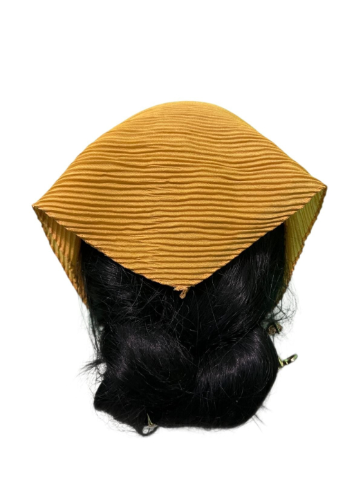 Baticut plisat simplu pentru biserica, model mic, galben mustar, accesoriu de cap feminin, discret si confortabil. [2]
