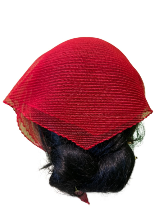 Baticut plisat simplu pentru biserica, model mic, rosu, accesoriu de cap feminin, elegant si confortabil. [2]