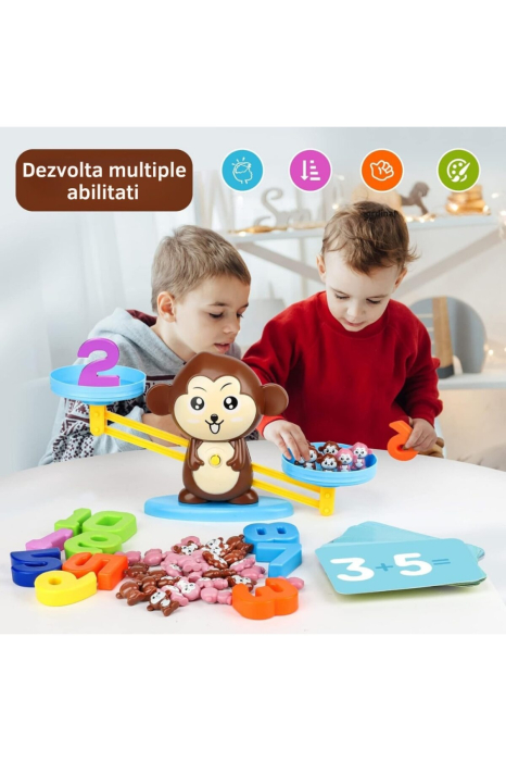 Joc educativ Balanta Maimuta, invatare matematica, 65 piese, cifre 1-10, pentru copii - imagine principala produs [5]