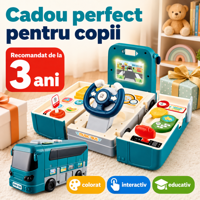 Jucarie Autobuz Interactiv 2 in 1 pentru Copii, cu Sunete, Lumini si Simulator de Condus, +3 Ani - imagine principala produs|Jucarie Autobuz Interactiv 2 in 1 pentru Copii, cu Sunete, Lumini si Simulator de Condus, +3 Ani - detaliu produs 2|Jucarie Autobuz Interactiv 2 in 1 pentru Copii, cu Sunete, Lumini si Simulator de Condus, +3 Ani - detaliu produs 3|Jucarie Autobuz Interactiv 2 in 1 pentru Copii, cu Sunete, Lumini si Simulator de Condus, +3 Ani - detaliu produs 4|Jucarie Autobuz Interactiv 2 in 1 pentru Copii, cu Sunete, Lumini si Simulator de Condus, +3 Ani - detaliu produs 5|Jucarie Autobuz Interactiv 2 in 1 pentru Copii, cu Sunete, Lumini si Simulator de Condus, +3 Ani - detaliu produs 6|Jucarie Autobuz Interactiv 2 in 1 pentru Copii, cu Sunete, Lumini si Simulator de Condus, +3 Ani - detaliu produs 7 [4]