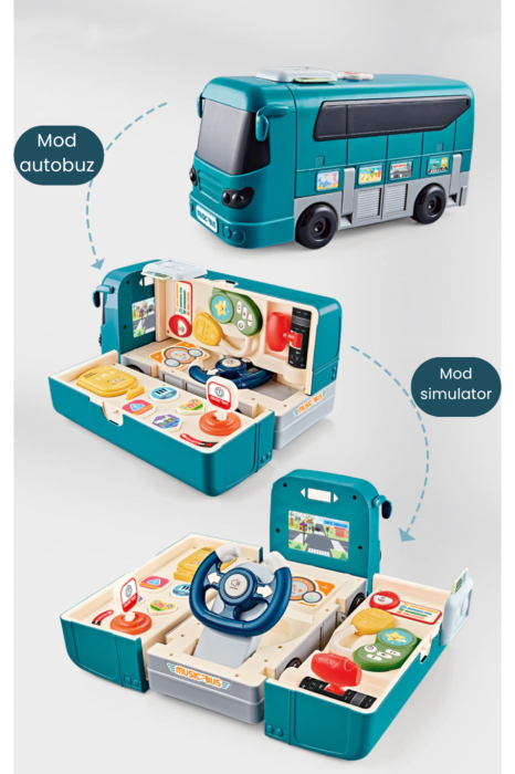 Jucarie Interactiva, Autobuz, Sunete si Lumini, 2 in 1, Çok renkli, pentru copii - imagine principala produs [7]