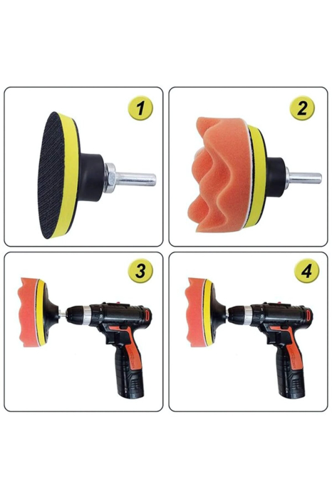 Kit polish auto 31 piese, discuri burete+lana, adaptoare M14, compatibile cu bormasina - imagine principala produs [3]
