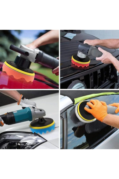 Kit polish auto 31 piese, discuri burete+lana, adaptoare M14, compatibile cu bormasina - imagine principala produs [4]