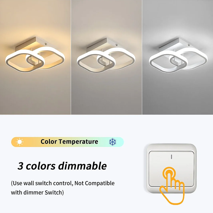 Lustra LED Goeco 22W, Patrata, Acril+Metal, 3 Culori Lumina, Alb - imagine principala produs [2]