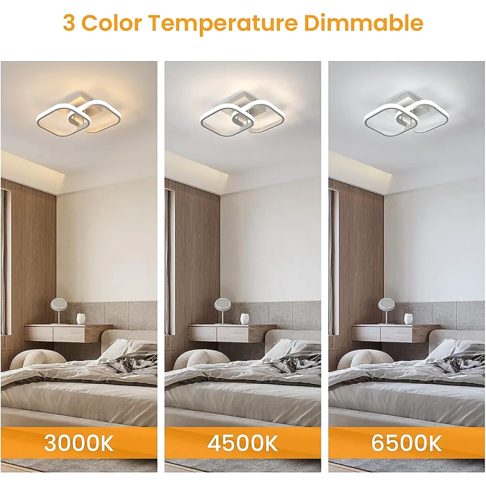 Lustra LED Goeco 22W, Patrata, Acril+Metal, 3 Culori Lumina, Alb - imagine principala produs [3]