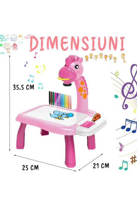Masa de desen cu proiector Girafa roz, 24 modele, 12 carioci, Functie muzicala, pentru copii - imagine principala produs|Masa de desen cu proiector Girafa roz, 24 modele, 12 carioci, Functie muzicala, pentru copii - detaliu produs 2|Masa de desen cu proiector Girafa roz, 24 modele, 12 carioci, Functie muzicala, pentru copii - detaliu produs 3|Masa de desen cu proiector Girafa roz, 24 modele, 12 carioci, Functie muzicala, pentru copii - detaliu produs 4|Masa de desen cu proiector Girafa roz, 24 modele, 12 carioci, Functie muzicala, pentru copii - detaliu produs 5|Masa de desen cu proiector Girafa roz, 24 modele, 12 carioci, Functie muzicala, pentru copii - detaliu produs 6 [5]