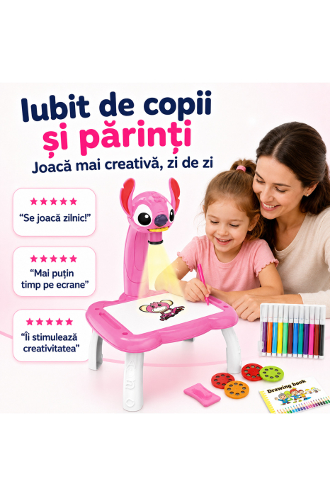 Masa de desen cu proiector Stitch, roz, 24 modele, 12 carioci, pentru copii - imagine principala produs|Masa de desen cu proiector Stitch, roz, 24 modele, 12 carioci, pentru copii - detaliu produs 2|Masa de desen cu proiector Stitch, roz, 24 modele, 12 carioci, pentru copii - detaliu produs 3|Masa de desen cu proiector Stitch, roz, 24 modele, 12 carioci, pentru copii - detaliu produs 4|Masa de desen cu proiector Stitch, roz, 24 modele, 12 carioci, pentru copii - detaliu produs 5|Masa de desen cu proiector Stitch, roz, 24 modele, 12 carioci, pentru copii - detaliu produs 6|Masa de desen cu proiector Stitch, roz, 24 modele, 12 carioci, pentru copii - detaliu produs 7 [2]