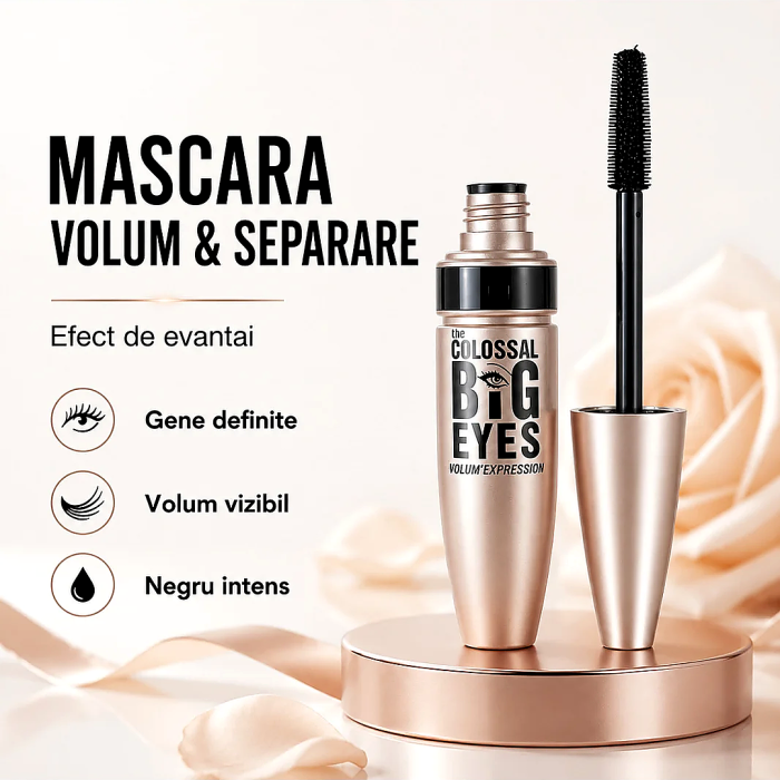 Mascara volum & separare, efect evantai, waterproof, formula cremoasa, Negru, pentru rutina beauty - imagine principala produs|Mascara volum & separare, efect evantai, waterproof, formula cremoasa, Negru, pentru rutina beauty - detaliu produs 2|Mascara volum & separare, efect evantai, waterproof, formula cremoasa, Negru, pentru rutina beauty - detaliu produs 3|Mascara volum & separare, efect evantai, waterproof, formula cremoasa, Negru, pentru rutina beauty - detaliu produs 4|Mascara volum & separare, efect evantai, waterproof, formula cremoasa, Negru, pentru rutina beauty - detaliu produs 5|Mascara volum & separare, efect evantai, waterproof, formula cremoasa, Negru, pentru rutina beauty - detaliu produs 6|Mascara volum & separare, efect evantai, waterproof, formula cremoasa, Negru, pentru rutina beauty - detaliu produs 7 [2]