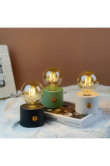 Mini veioza decorativa bec retro, lumina calda, intensitate reglabila, 3×AA, Gri - imagine principala produs [4]