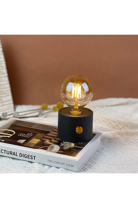 Mini veioza decorativa bec retro, lumina calda, intensitate reglabila, 3×AA, Gri - imagine principala produs [3]