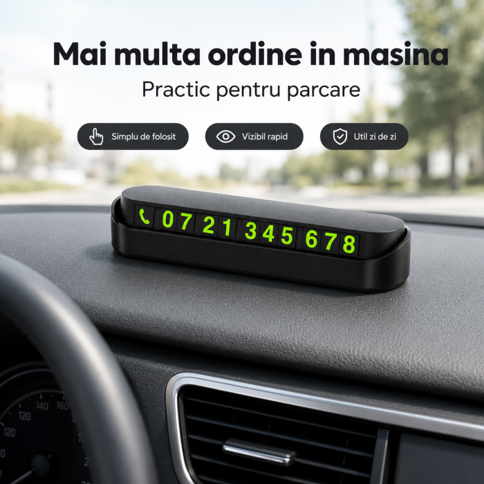Pachet 2x Suport afisaj numar telefon, pentru parcare temporara, 13 x 3.5 x 2.6 cm, Negru, pentru masina - imagine principala produs [6]