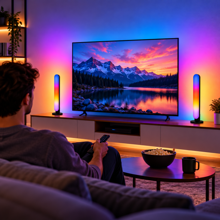 Set 2 lămpi LED RGB negre, 12 culori, 4 moduri, telecomandă, USB și lungime 26,5 cm. [2]