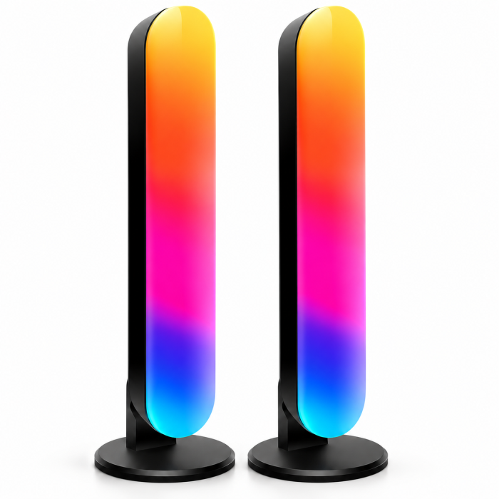 Set 2 lămpi LED RGB negre, 12 culori, 4 moduri, telecomandă, USB și lungime 26,5 cm. [7]