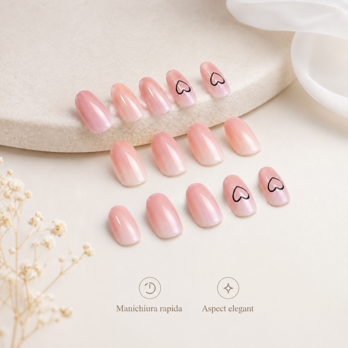 Set 24 Unghii False Press-on, autoadezive, refolosibile, ABS Premium, pentru rutina beauty - imagine principala produs [4]